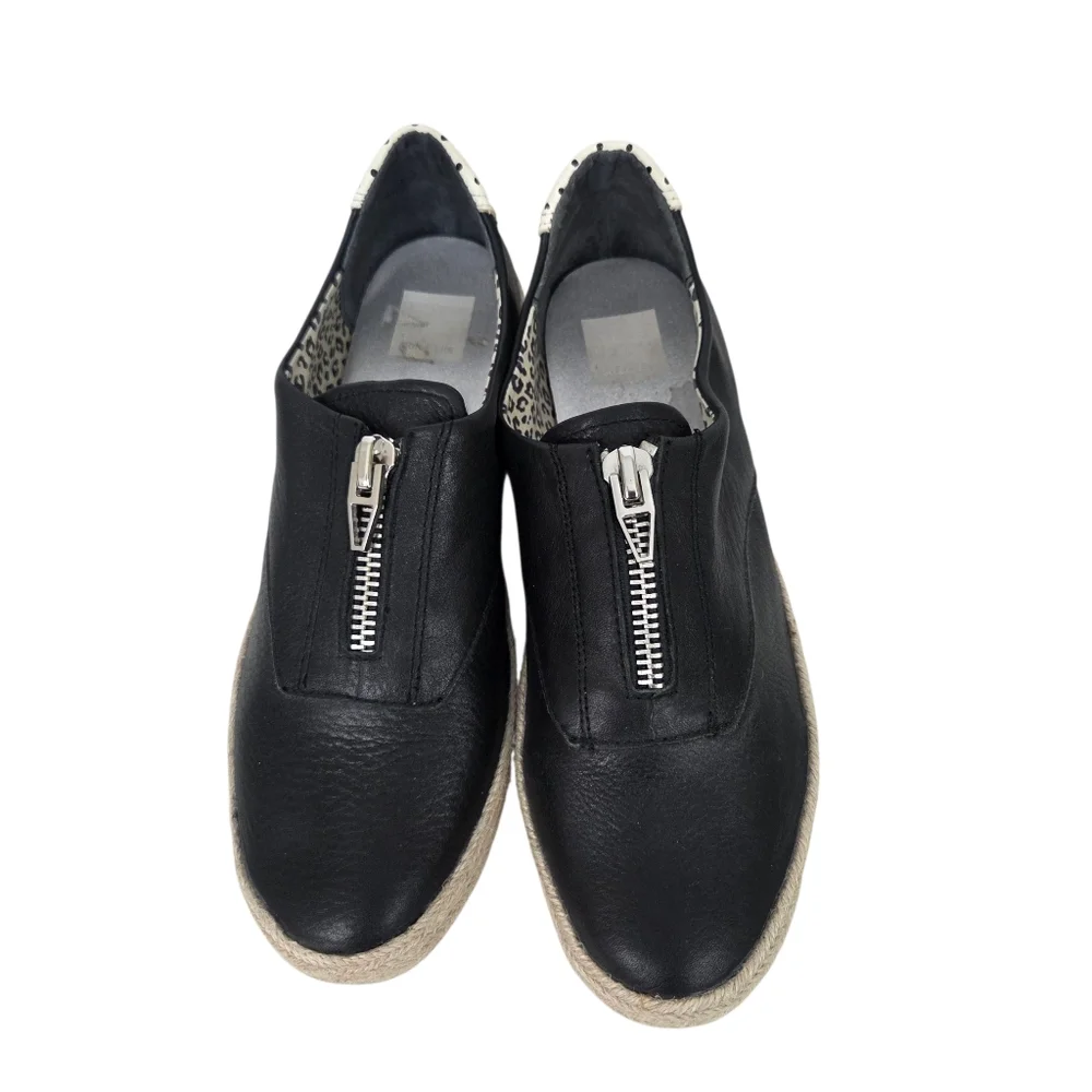 Dolce Vita Leather Espadrille Sneakers Zipper NEW Womens 10 Black